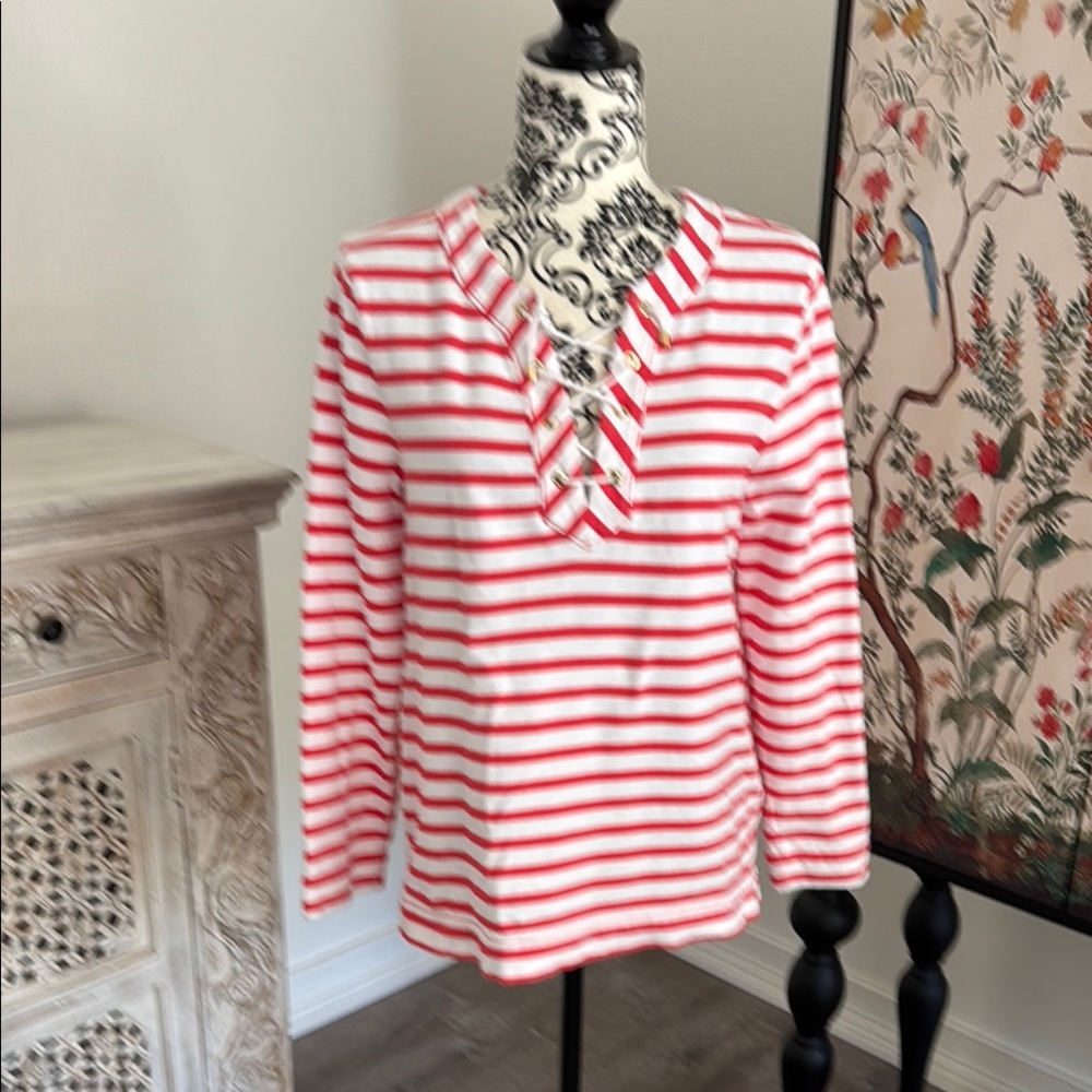 Kate Spade ♠️ New York Nautical Red and White Striped Women's Top size L